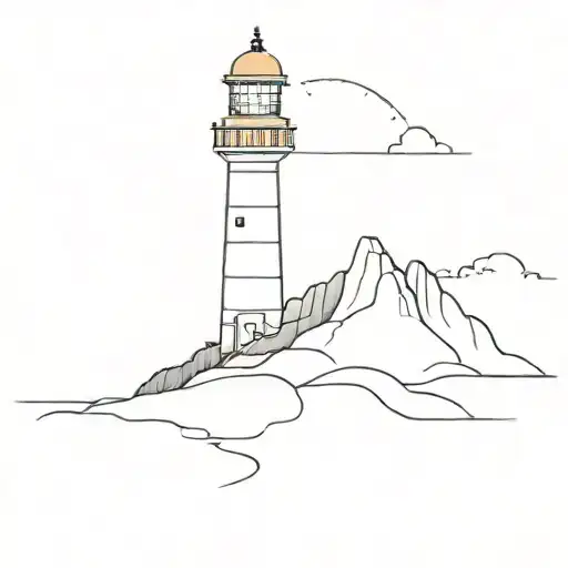 A Minimalist Lighthouse On A Mountain Peak Overlooking The Sea