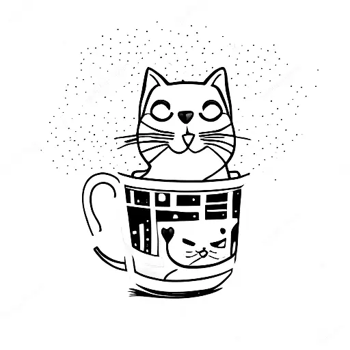 Simple Cat In A Coffee Cup