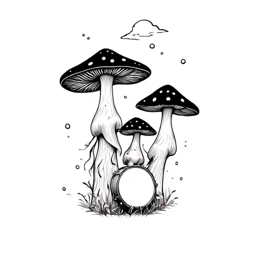 Women And Drums That Are Mushrooms Psychedelic Mushroom Forest