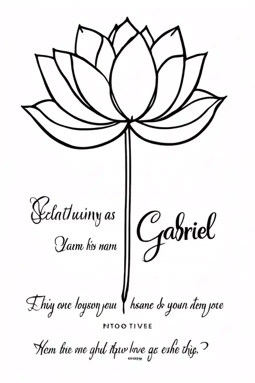 Lotus Flower With The Name Gabriel As The Stem And A Bible Verse Underneath