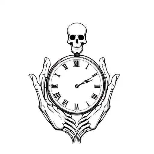 Hands Of Skelleton Holding Clock