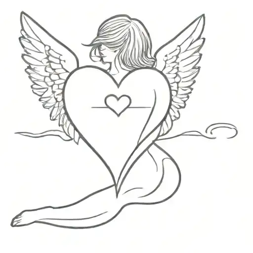 Angel Watching Sky Small Heart