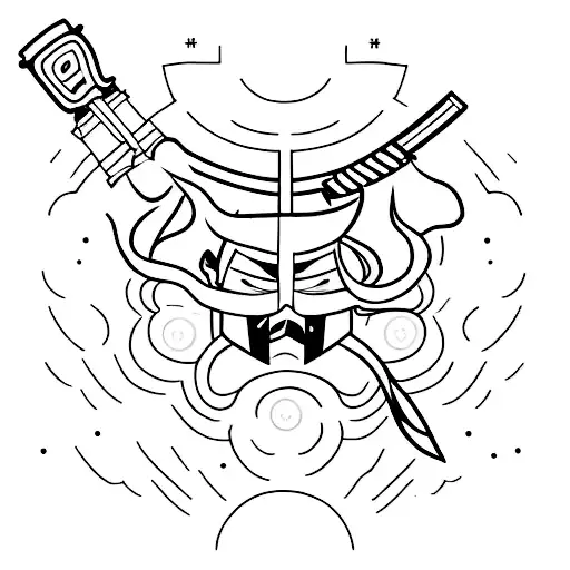 Create A Minimalist Tattoo Of A Katana With A Subtle Anime-inspired Background