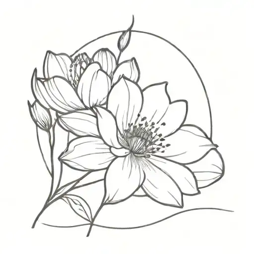 Cosmos Flower Intertwined With Water Lily Flower