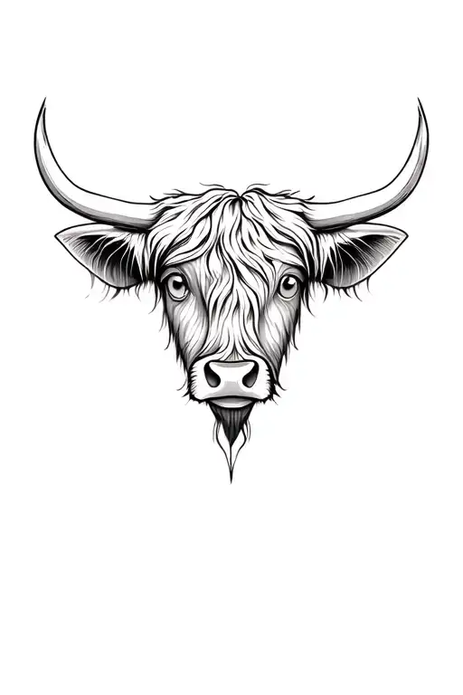 Baby Highland Cow Face One Eye