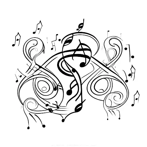 A Sleek Black Car With Musical Notes Flowing Out Of Its Exhaust Pipes