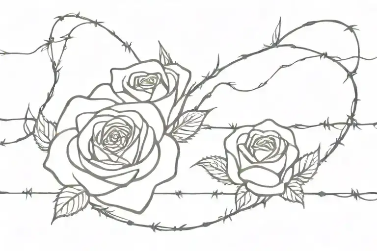 Rose Vine And Barbed Wire Wrapped