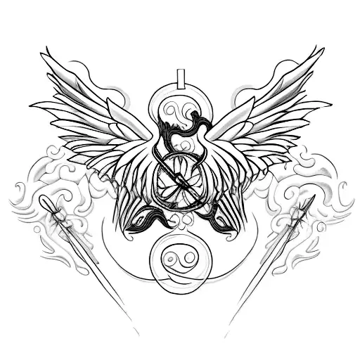 Angel And Dragon Wing Connected