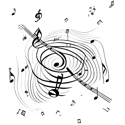 A Music Note Transforming Into A Flock Of Birds Flying Towards A Starry Sky