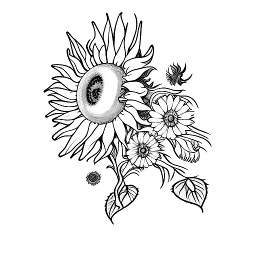H Alphabet With Sunflower