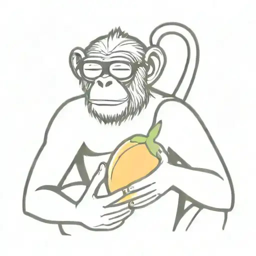 Monkey Holding A Mango With Sunglasses