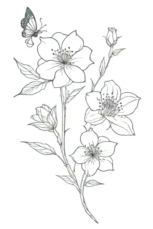 2 August Brith Flowers With With One July Birth Flower Done In Fine Line