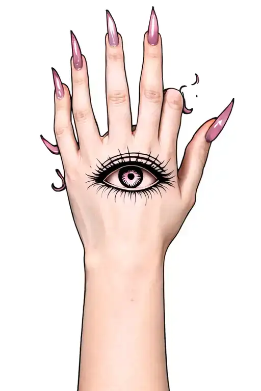 Goth Girl With Roll Eyes And Long Nails