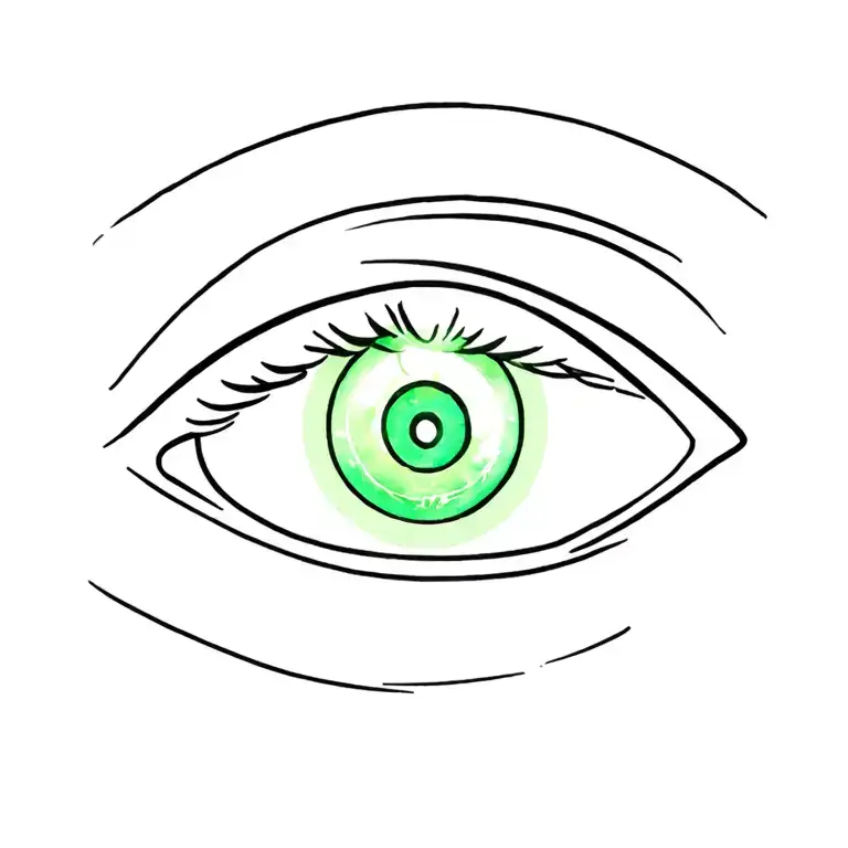 Eye With A 5 In Roman Figure As A Pupil With A Green Background On The Light Of The Eye