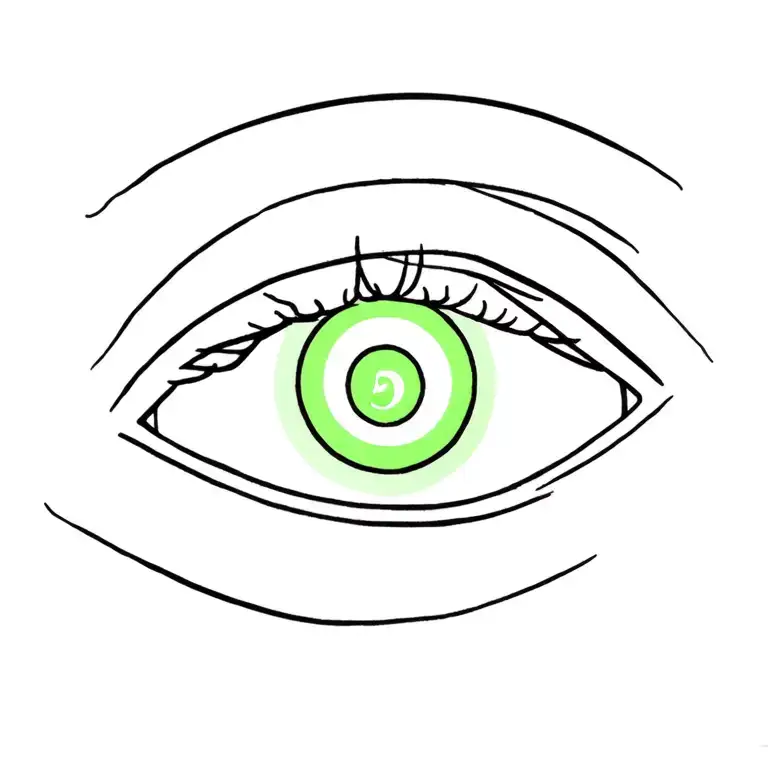 Eye With A 5 In Roman Figure As A Pupil With A Green Background On The Light Of The Eye