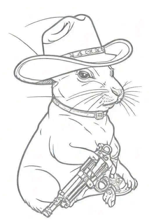Not Super Detailed Chincilla With A Cowboy Hat And A Revolver Memorial Piece