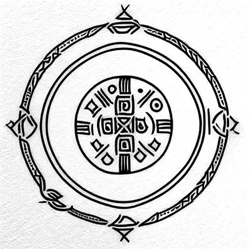Norse Mythology Vegvisir On A Viking Shield