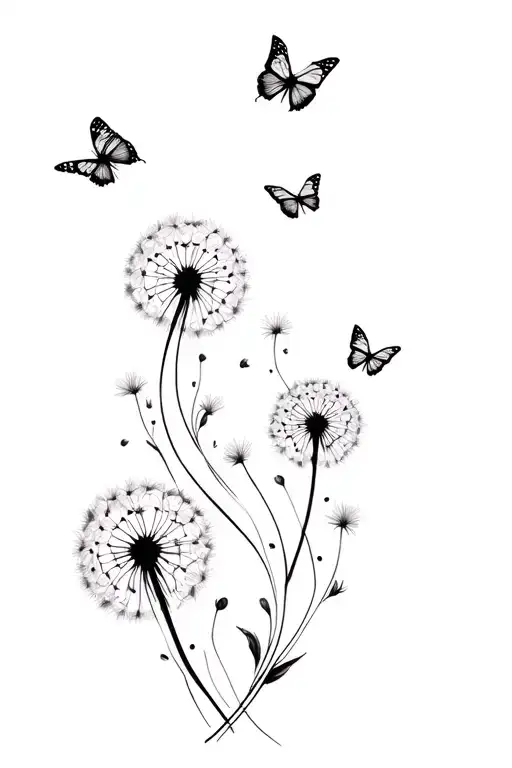 Dandelion And Butterflies Intertwined