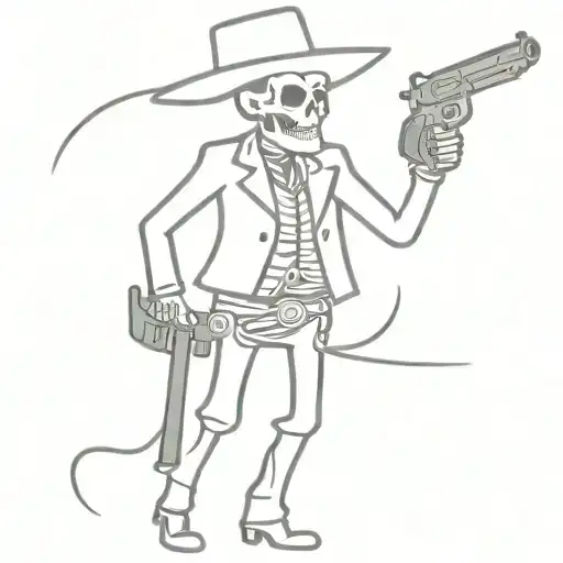 Cowboy Skeleton Pointing A Revolver