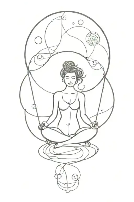 Meditation Pose Surrounded By Swirling Galaxy Patterns