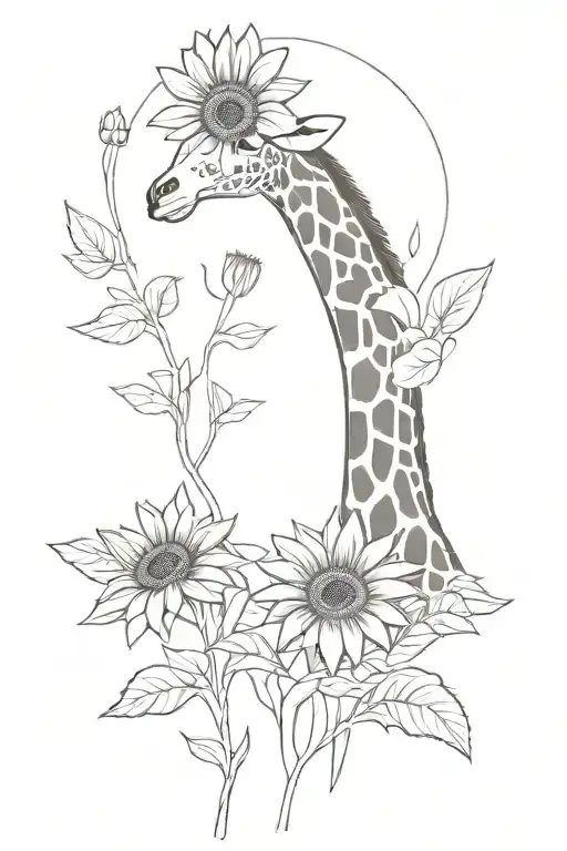 Giraffe Sunflower Blooming