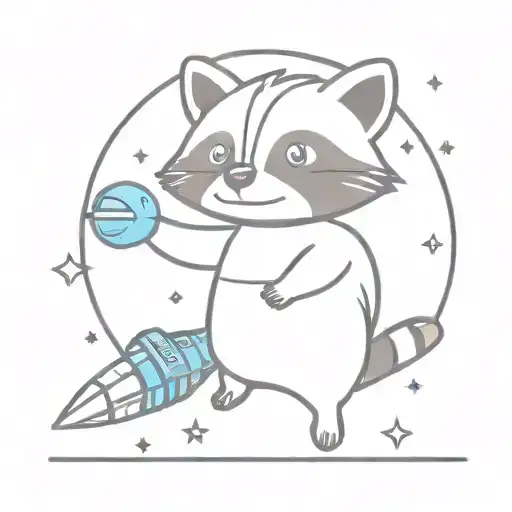 Cartoon Raccoon Being Abducted By An Alien Spaceship With A Blue Beam Below It