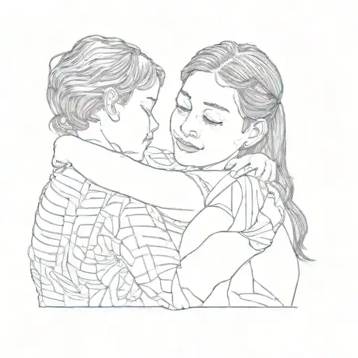 A Woman Hugging A Little Girl