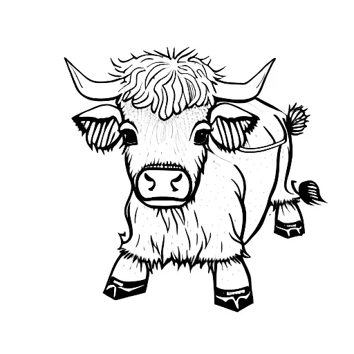 Small Cute Highland Cow With A Camera