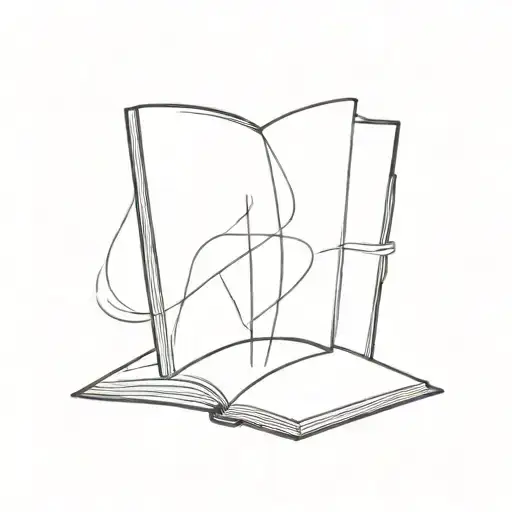 Simple One Line Book Open In Front