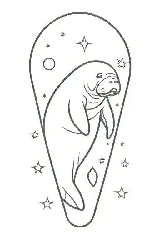 Manatee In Space Scene