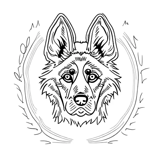 German Shepard Just Ears Outline
