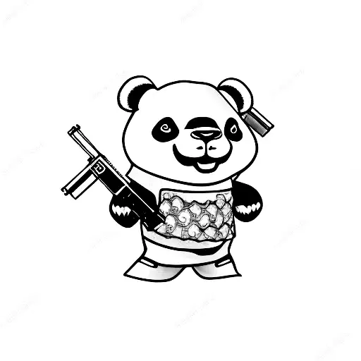 Panda Holding Gun