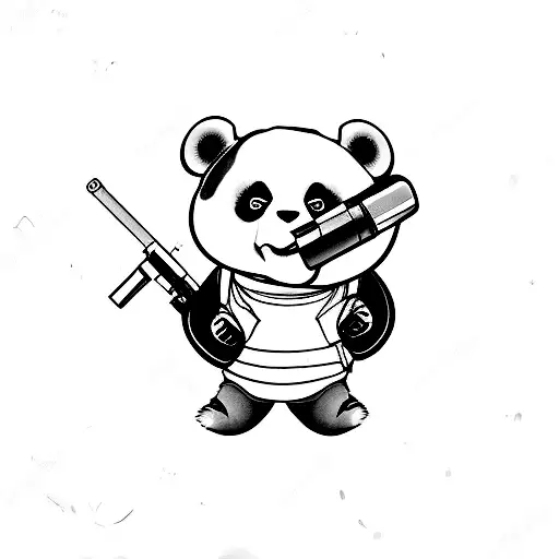 Cute Panda Holding Gun