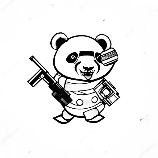 Cute Panda Playing With Gun