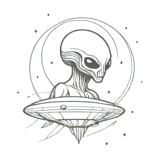 Alien In Its Spaceship With The Universe Background