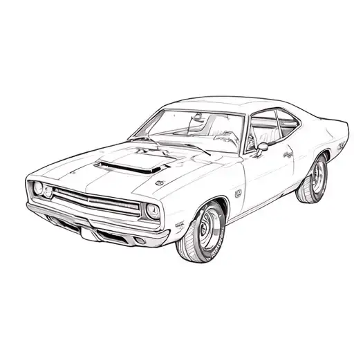 Generate The Sketch Of The Tattoo Where The Tentacle Crawls Under The Hood Of The Dodge 1969 Car