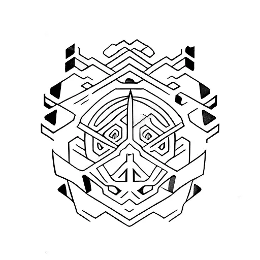 A Minimalist Cyber Tribal Tattoo Design Incorporating A Suggestive Marijuana Leaf
