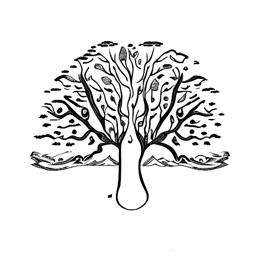 All The Seals Of The Herald On The Background Of A Tree With A Hanging