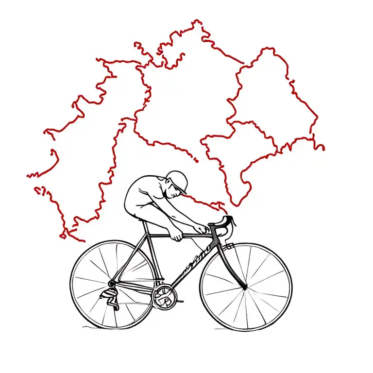 Long Distance Cyclist Tired But Happy With The Map Of Poland In The Background