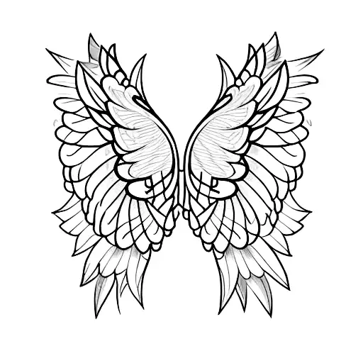 A Biology-inspired Tattoo Featuring A Geometric Pattern Of Angel Wings