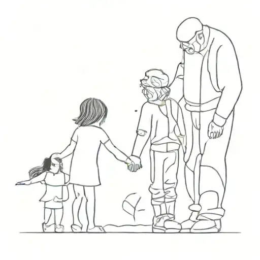 Grand Father And Daughter Holding Hands