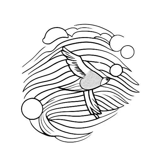 Waves And A Bird Flying Through It