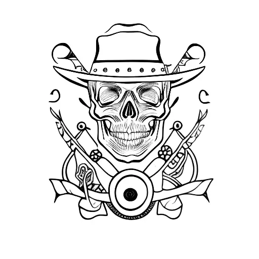 Skull Weearing Cowboy Hat