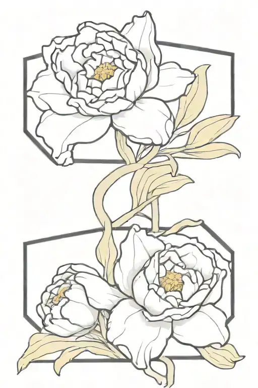 Carnation Flower And Daffodil Flower Intertwined Birth Month Represent