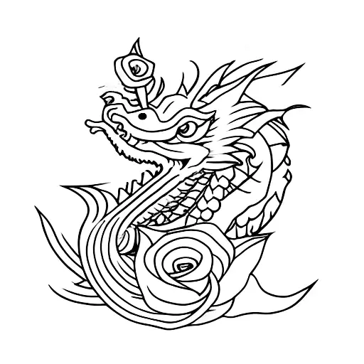 Dragon With Rose In The Mouth