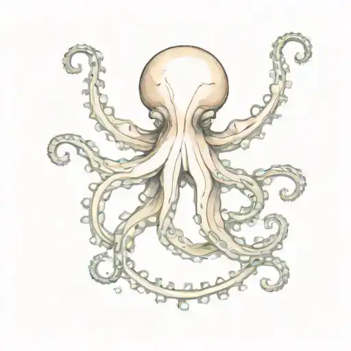 Watercolor Space Octopus Steam Punk Rock Inspired