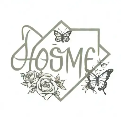 Baseball Home Plate With The Word Home Surrounded By Butterflies And Roses