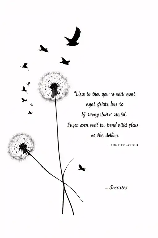 Dandelion Turning Into Birds Flying Away Wi Th Socrates Quotes