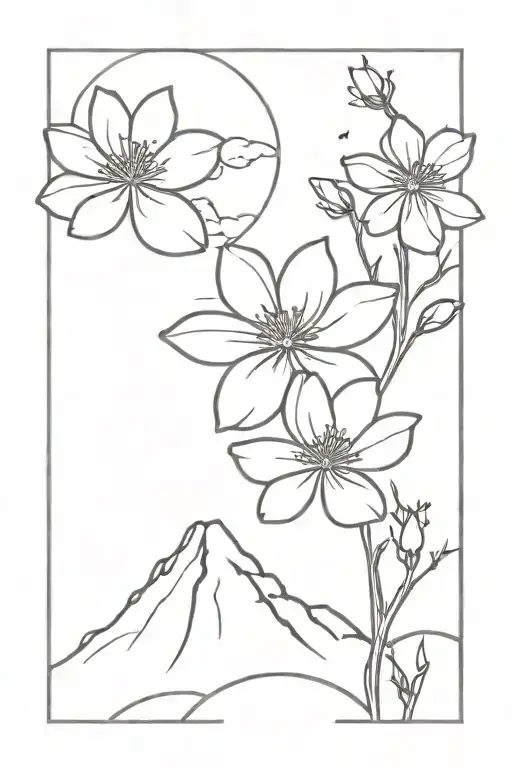 Mountain With Cosmos Flowers Blooming