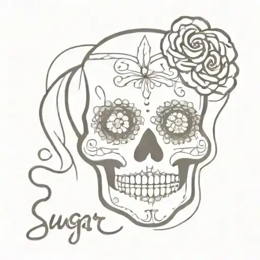 Sugar Skull With Words Sangre Latina Girl